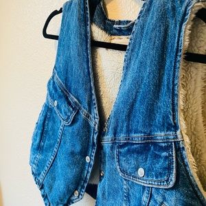 WE THE FREE Sherpa lined denim vest